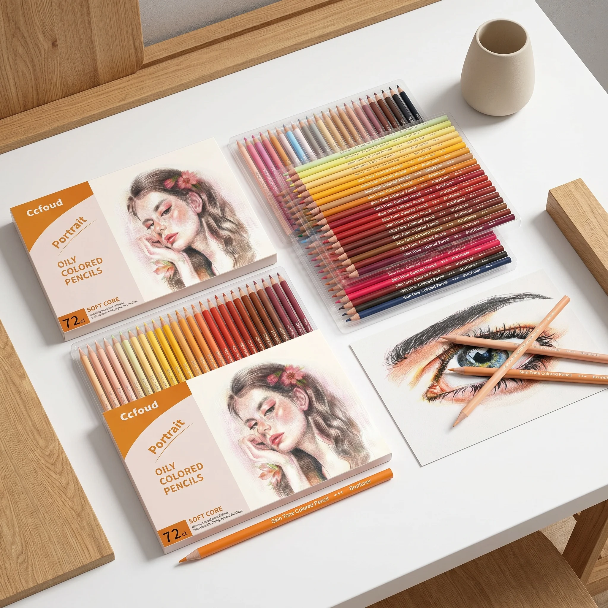 72 Colored Pencil Set , Portraits colors. Featuring quality, smooth colored cores, superior blending & layering