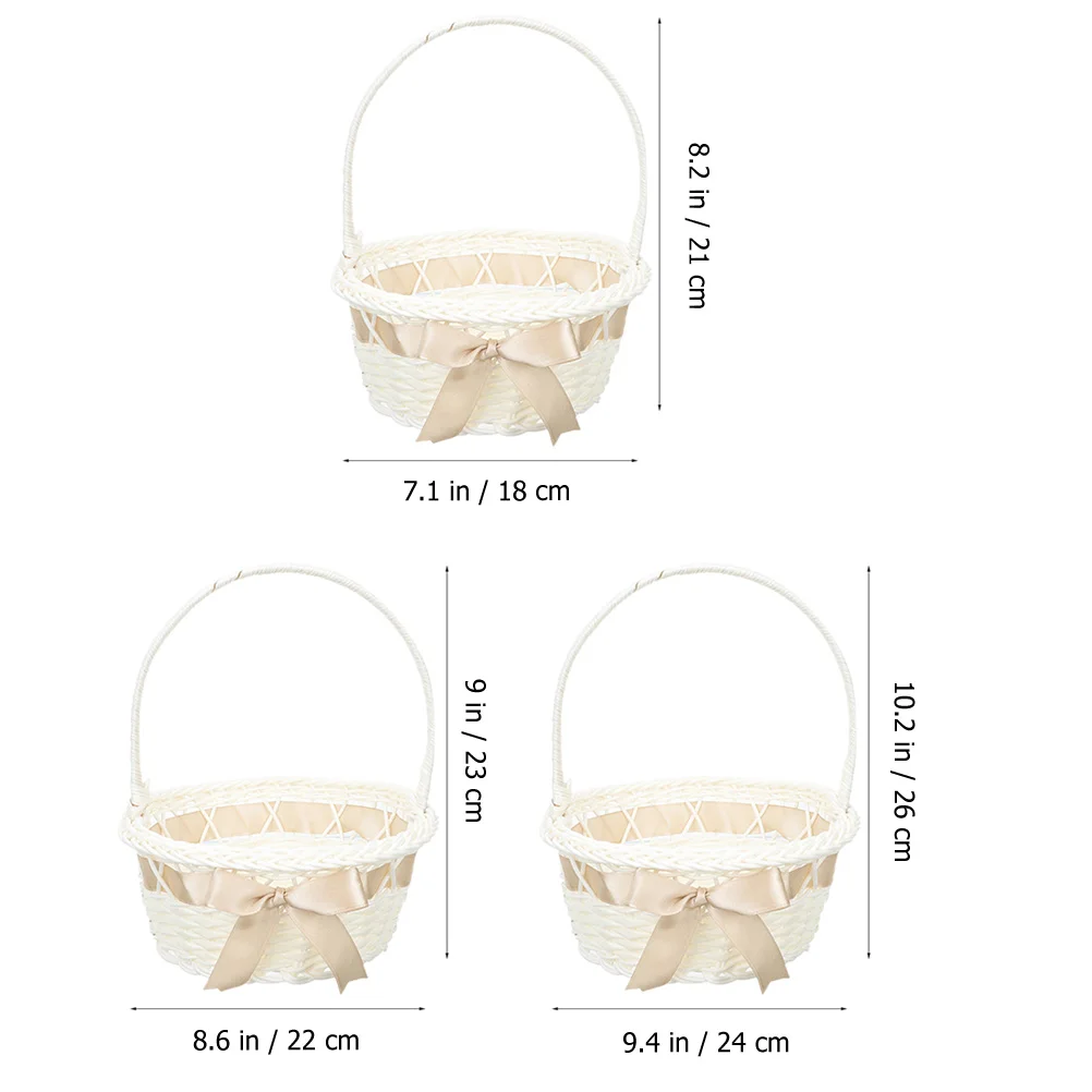 

Hand Woven Flower Basket 18x21cm Wedding Storage Basket Handle Picnic Fruit Bread Carrier Lightweight Portable Daily Use Coffee