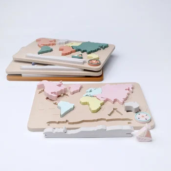 Dziecko Montessori nauka zabawka matematyczna edukacyjna mapa świata Puzzle zabawki pasujące zabawka miękka silikonowa zabawka dla dzieci akcesoria dla dzieci