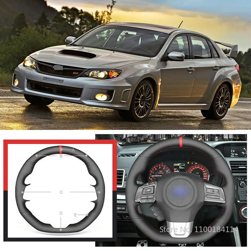 Hand Sew Soft Black Leather Car Steering Wheel Cover for Subaru WRX STI Levorg Interior Accessories