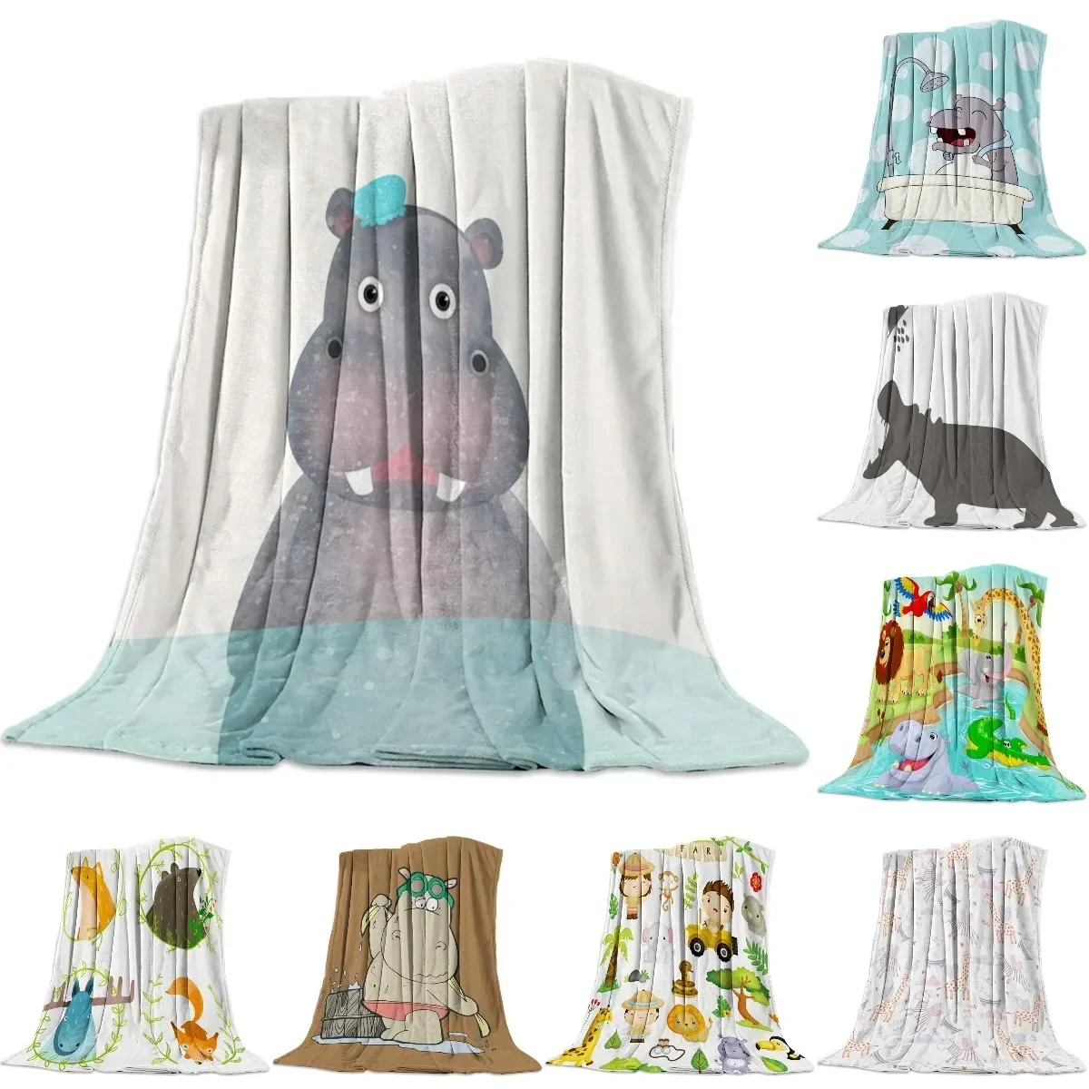 

Плед Hippo Throw Blanket из ультрамягкого фланелевого флиса, легкий, всесезонный, размер King Size, теплый плед для гостиной и спальни с изображением бегемота