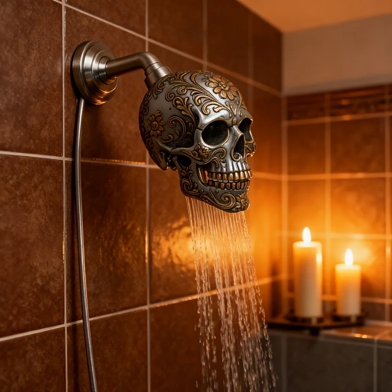 Skull Shower Head Resin Creative Gothic Style Weird Practical Shower Head Bathroom Fixtures and Accessories Home Decoration Gift