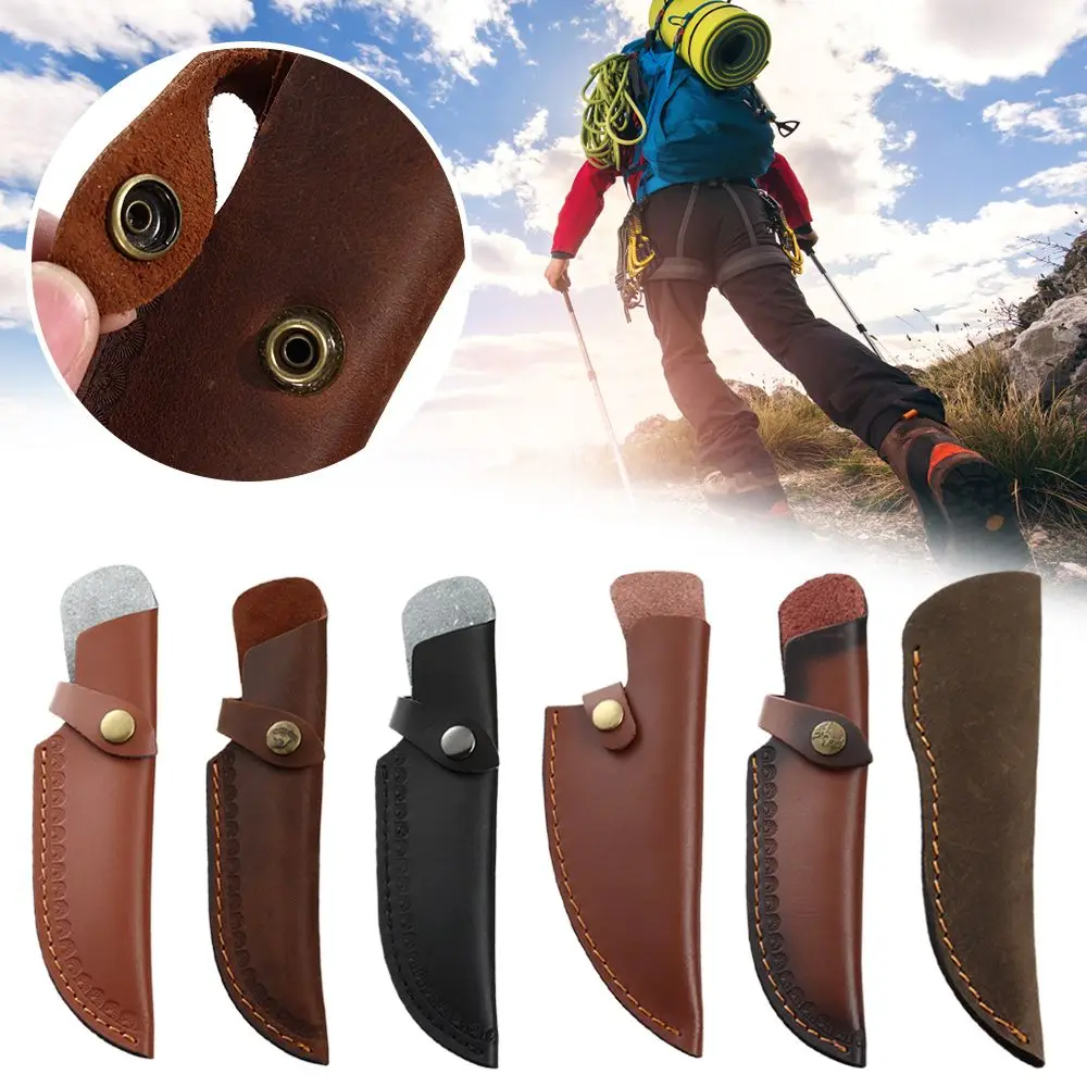 High Quality Leather Sheath Holder Pocket Hunt Belt Loop Case Fold Knife Tool Flashlight Case Camp Outdoor Carry