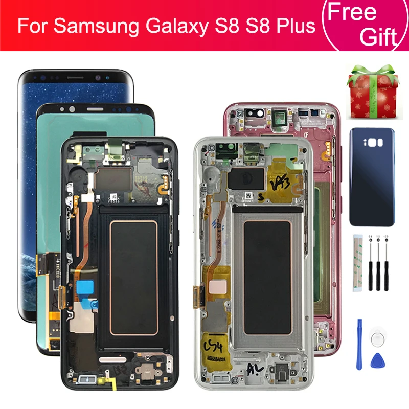 

Top For Samsung Galaxy S8 LCD Touch Screen S8 Plus Screen S8+ LCD Display Digitizer Assembly With Frame G950 G955 Replacement