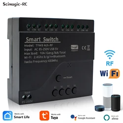 4 Channel Tuya Smart WIFI Switch Relay Module USB 5V AC 85V-250V 220V 110V with RF433Mhz APP Remote Control For Home Automation