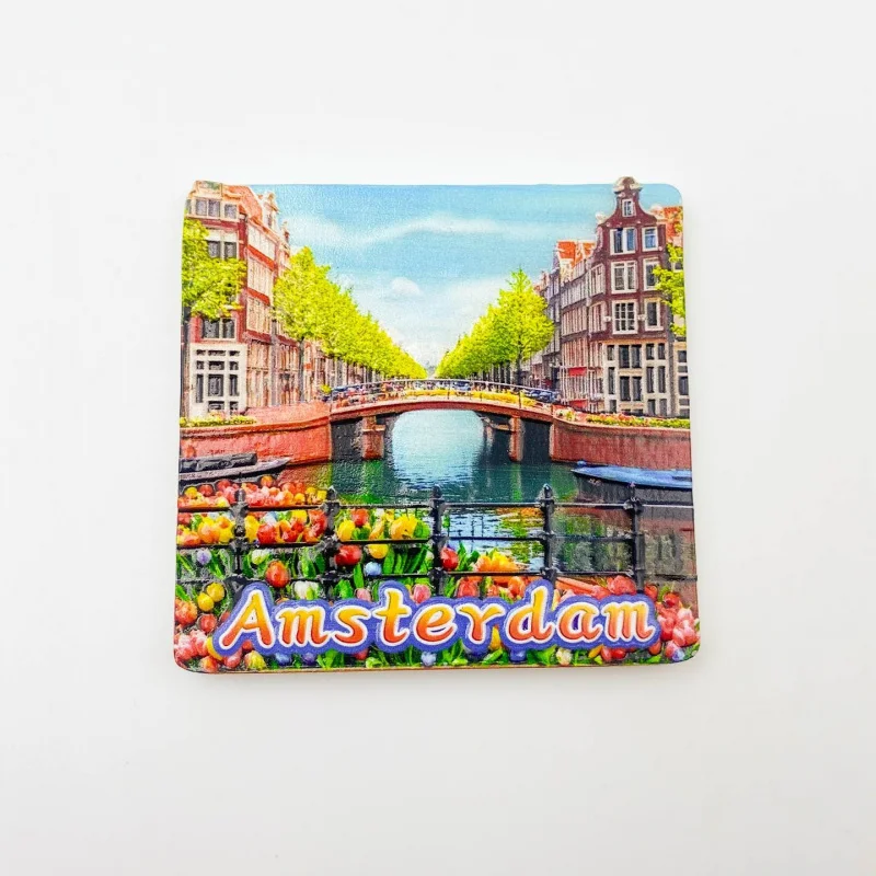 

Amsterdam, Netherlands Street Scene Refrigerator Magnet 3D Magnetic Sticker Travel Souvenir Gift Home Decoration Sticker