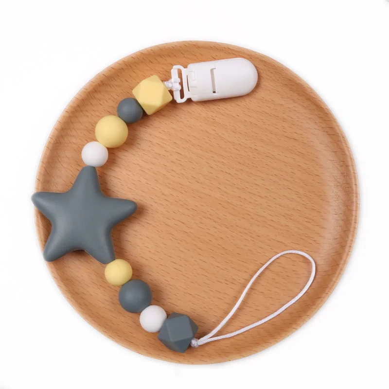 

Silicone Star Beads Baby Pacifier Clip Chain Nipple Holder Infant Soother Teether Essential Teeth Care Accessory for Infant