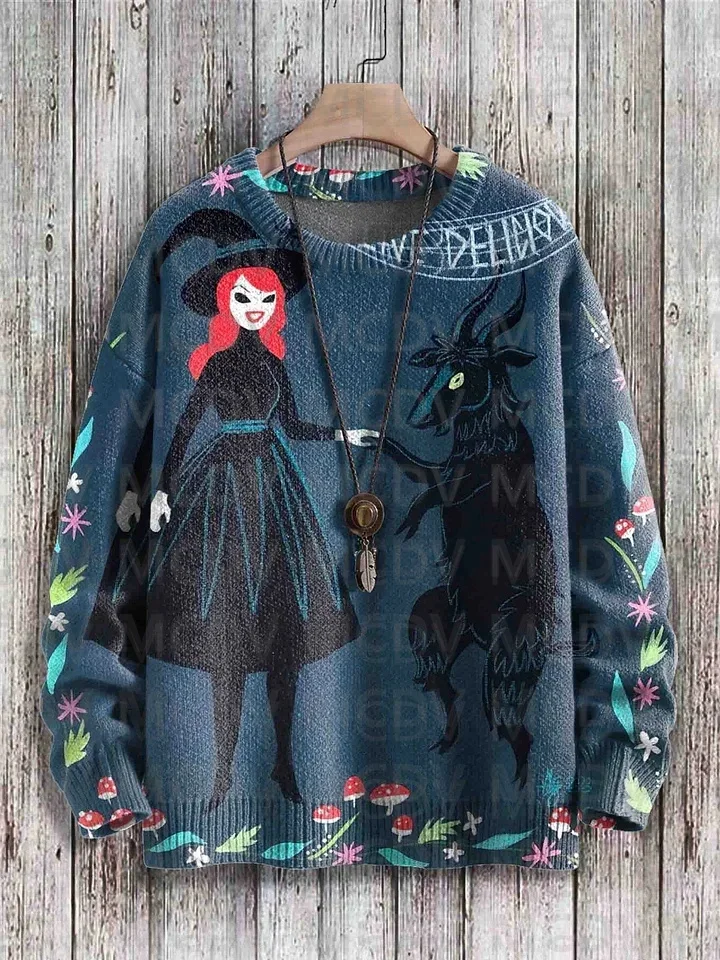 Halloween Ghost Vintage Art Vibe Print Sweater Men's For Women's Pullover