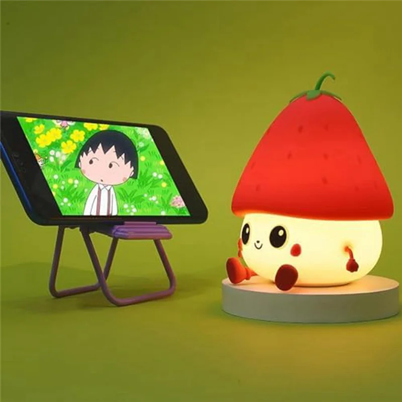 

AC62-Cute Strawberries Night Light,Cute Night Light Night Light,Rechargeable Night Light For Bedroom, Lamp Room Decor