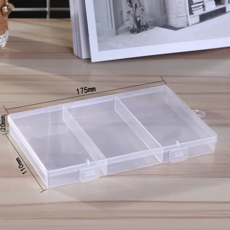 3 Grids Plastic Clear Jewelry Storage Box Organizer Fishing Gear Storage Box Container Cosmetics Sundries Storage Case For Home