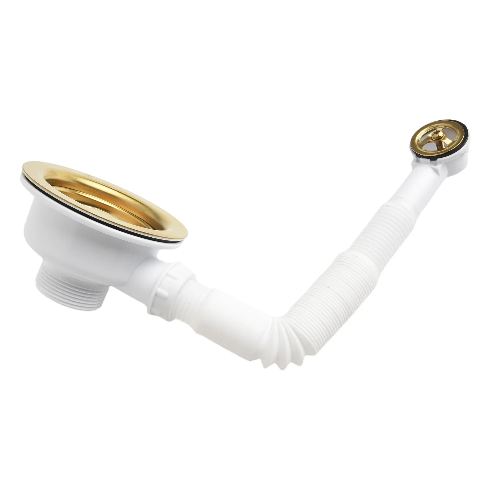 Functional and Stylish 114MM Sink Strainer with Overflow Safety Feature Made of Gold Plated Stainless Steel Material