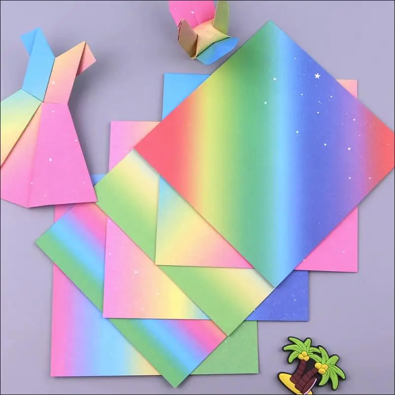 15cm 60/120/180pcs Square double-sided rainbow gradient origami paper crane cardstock children students hand-decorated paper