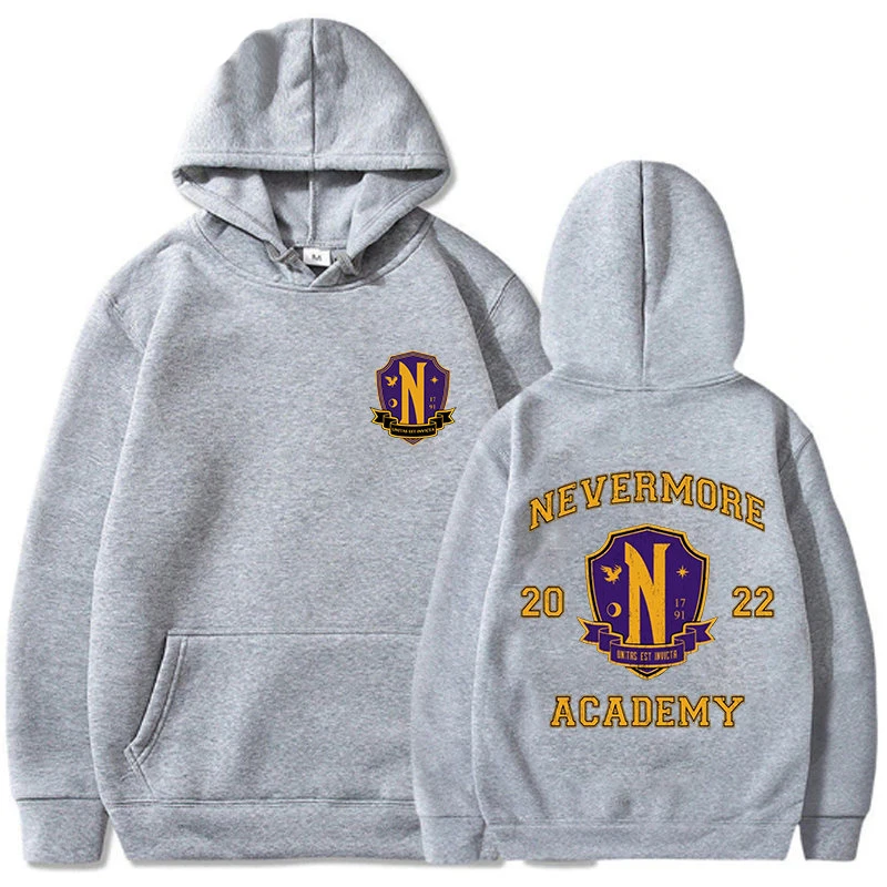 Nevermore Academy Hoodie Wanita dengan Pola Pullover Musim Dingin Wanita Baju Kawaii Hoodie Fashion Wanita Lucu Addams Rabu