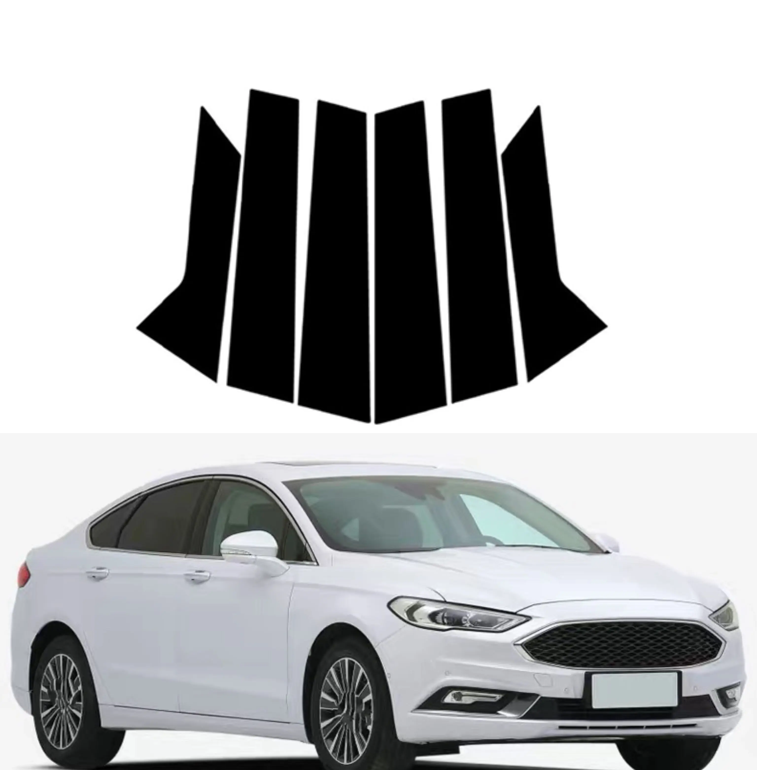 Glossy Black Pillar Posts Fit for Ford Fusion 2014 2015 2016-2020 2021 2022 Window Side Door Trim Decal Stickers Cover Kit