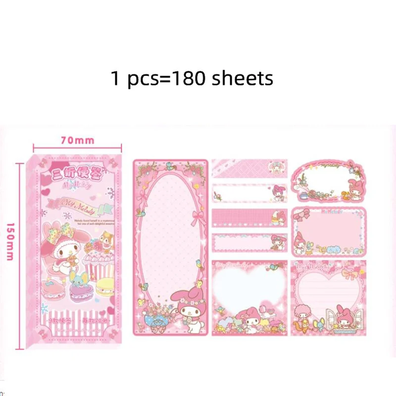 Imagem -05 - Sanrio Melody Sticky Notes Folding Memo Pad Etiqueta Bonito n Times Papelaria Notepad Bookmark Post Material Escolar 12 Pcs Lot