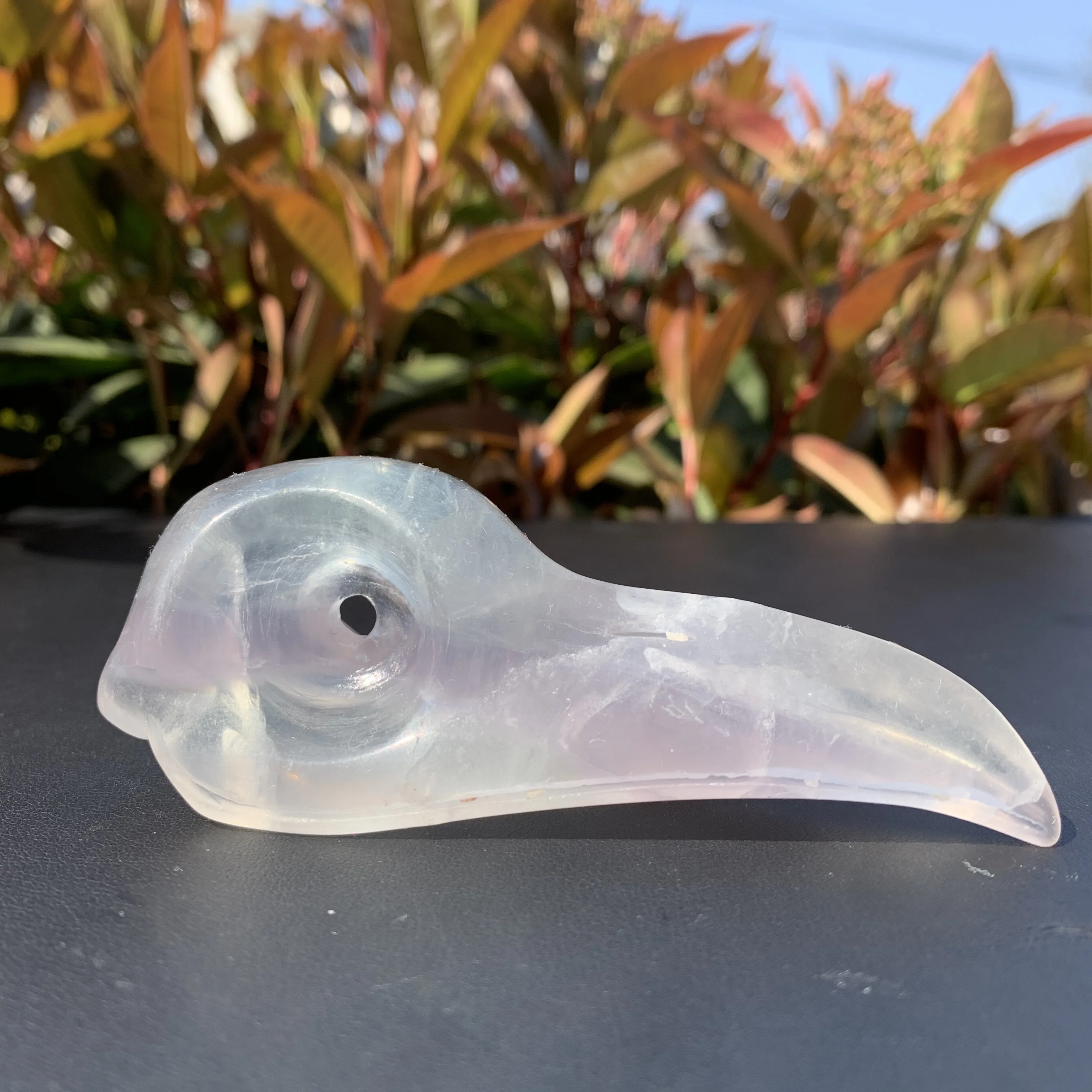 Gemstone Crystal Raven Skull Natural fluorite carved raven skull Sculpture Reiki Healing Stone Statue