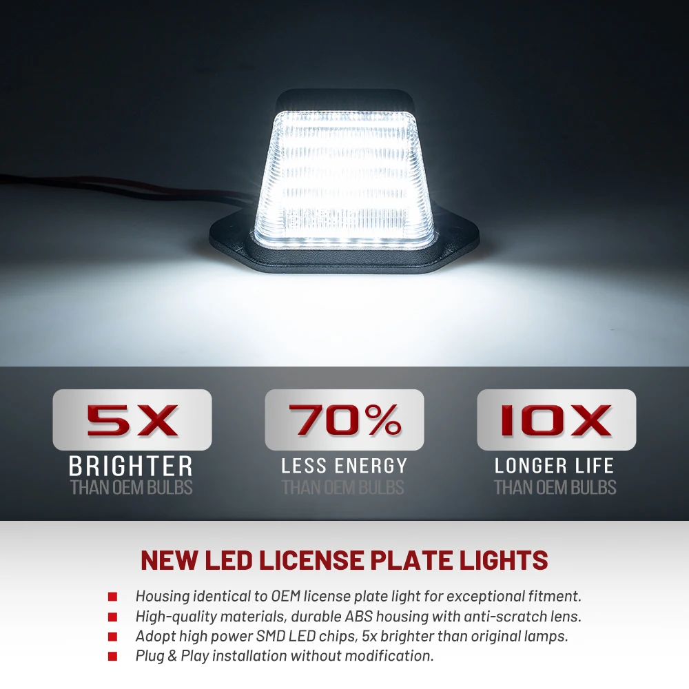 Wire LED License Plate Light 12V Recessed Waterproof Universal for Trailer RV Camper Boat Truck Interior Step 6000K White Easy