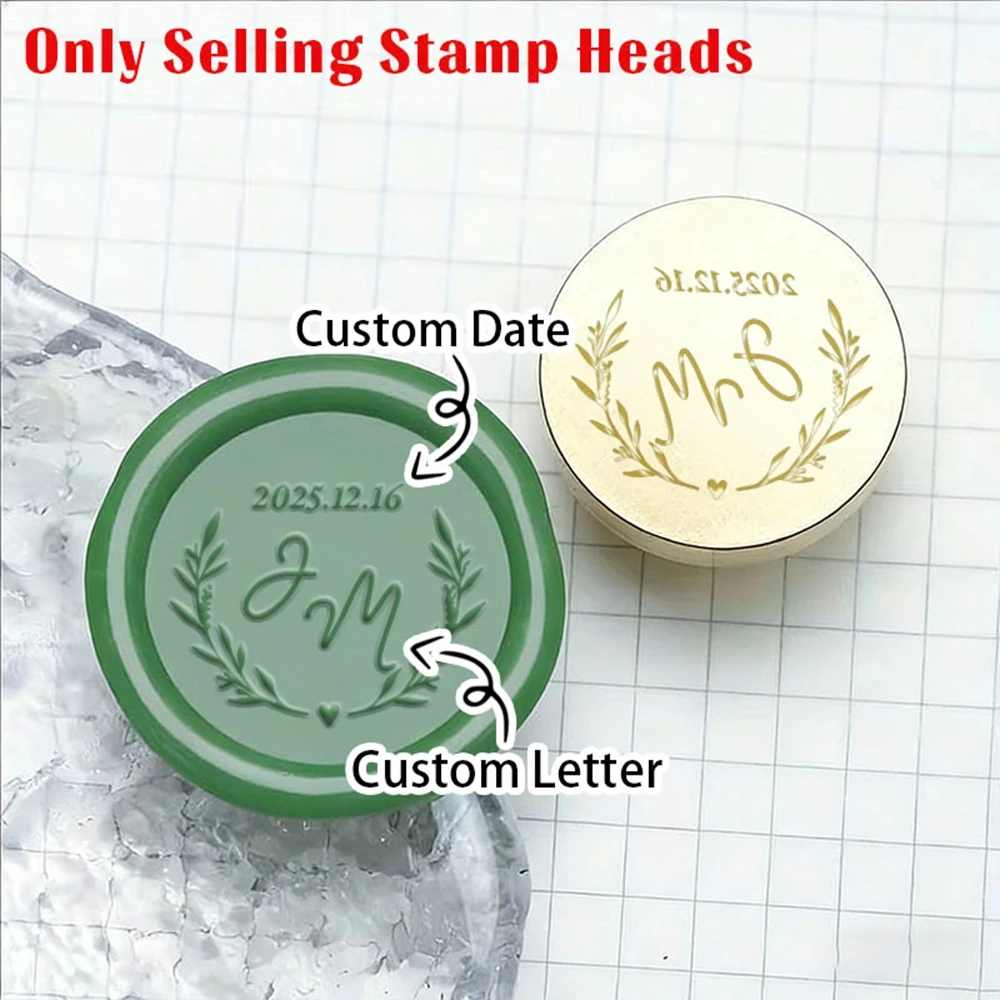1PC Romantic Couple's anniversary Customizable Engraved Initials Copper Wax StampFor Invitations, Gifts, and Special Occasions