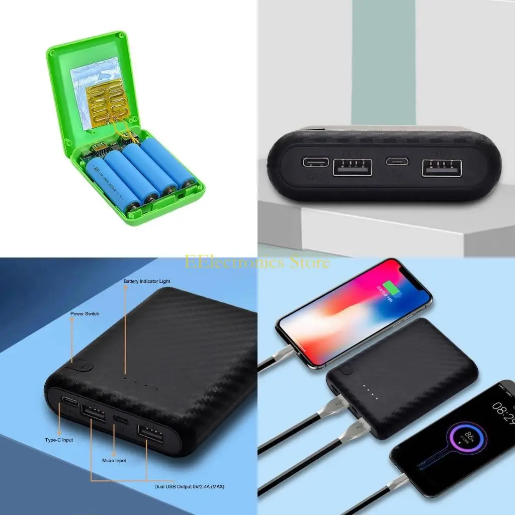 

B03C Large Power Bank Case Charging Power Case Protective Shells Power bank Protectors Plastic Boxes No Batteries Accessory