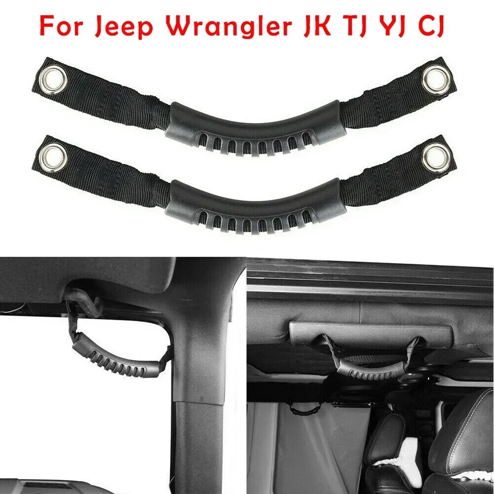 Sturdy Nylon Rubber Grab Grip Interior Handles For For Jeep For Wrangler JK/TJ/YJ/CJ Red/Black Easy In and Out