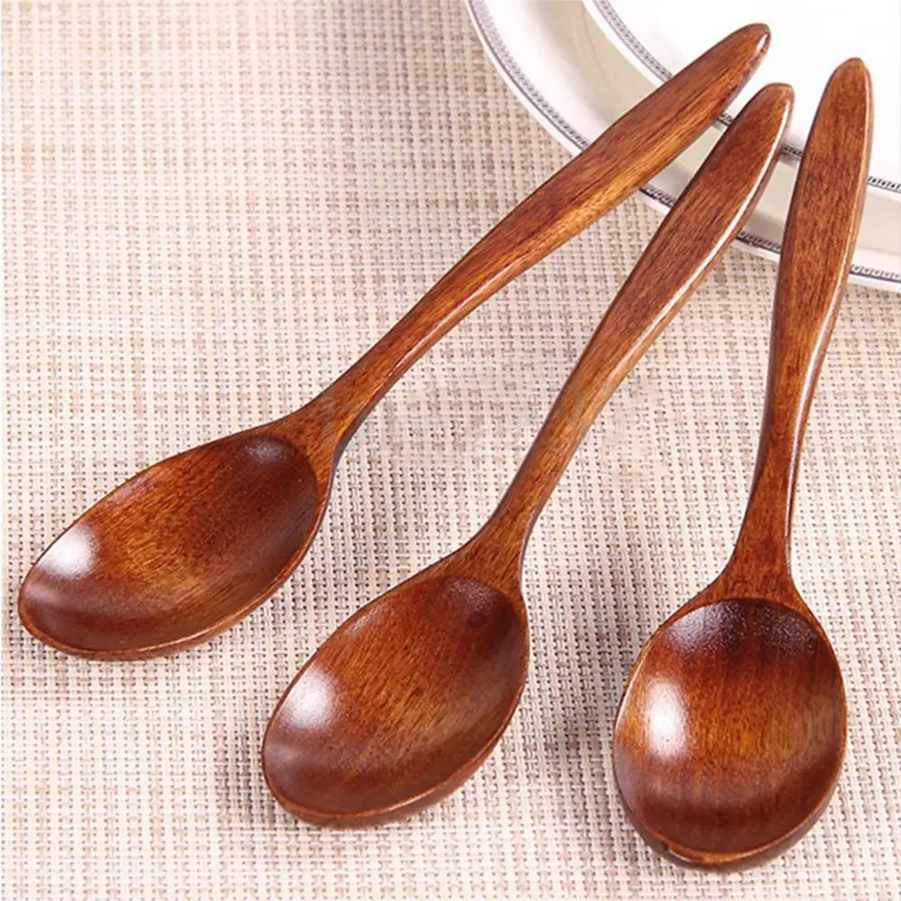 Wooden Spoon Kitchen Korean Style Natural Wood Soup Tableware Cooking Honey Coffee Spoon Mixing Spoon