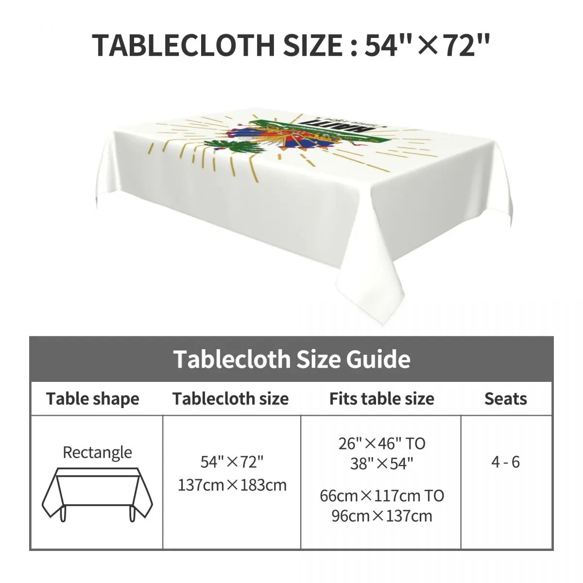 Rectangular Haiti Since1804 Coat Of Arms Table Cloth Waterproof Tablecloth 45\