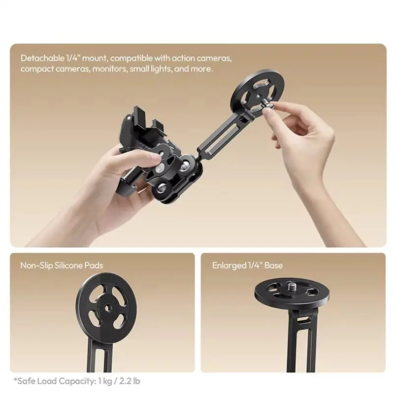 DTB7 EA03 Super Clamp Magnetic Mount, 360 Degree Non-Slip Crab Clamp for Selfie Tripod , for MagSafe Phone Holder with 1/4