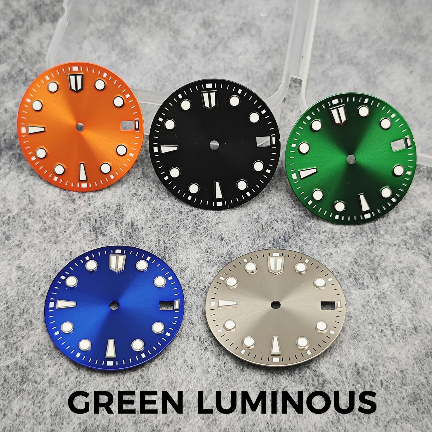 

New 28.5mm Watch Dial BGW9/C3 Blue Green Luminous Watch Faces Sunray Dial Watch Accessories for NH35/NH36/4R/7S Movement
