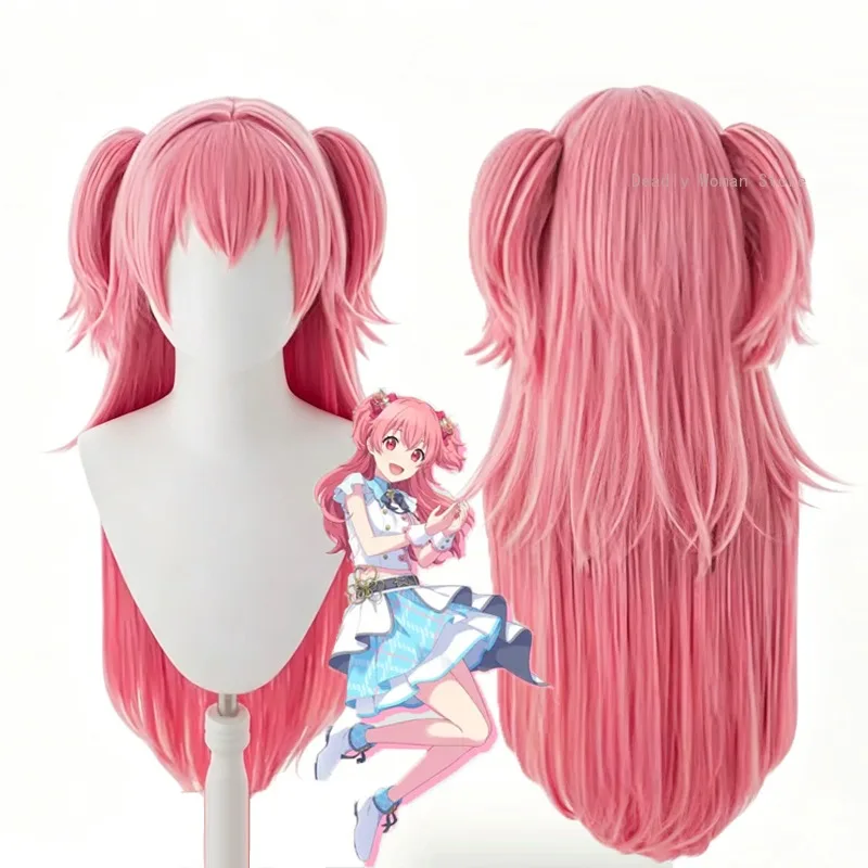 In Stock Momoi Airi Cosplay Project Sekai Wig Anime Roleplay Pink Wigs Synthetic Hair Heat Resistant Fiber+wig Cap