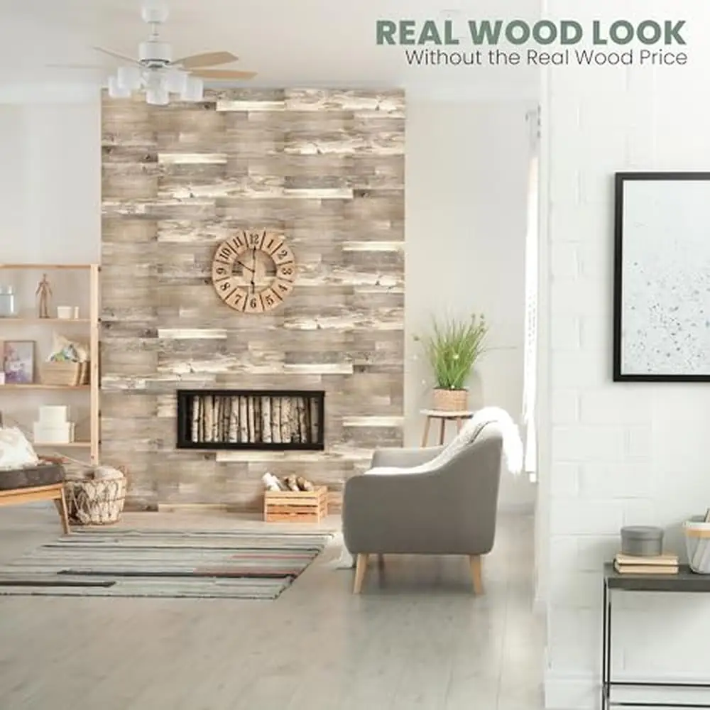 Peel Stick Accent Wall Planks Box Easy Install Real Wood Look Removable Strong Adhesive Light Weight DIY Beautiful Accent Home