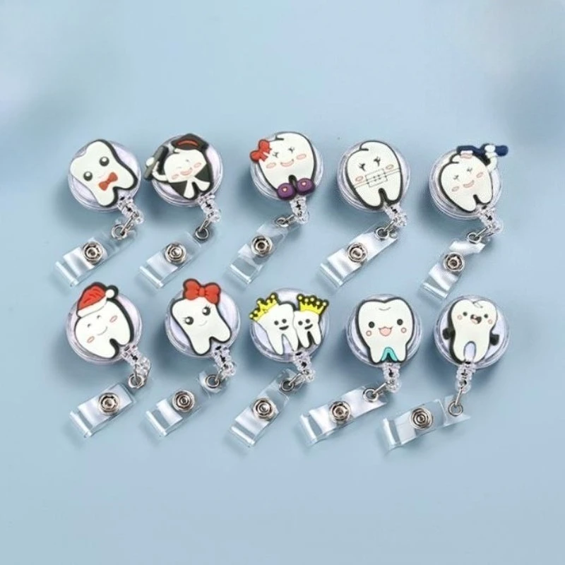 40Pcs Dental Badge Reel Holder Cute Retractable ID Card Clip for Dental Assistant Week Doctors Social Workers