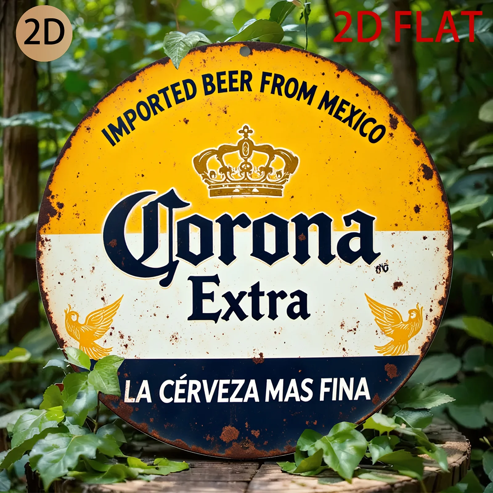 Vintage Corona Extra Imported Beer From Mexico Round Tin Sign, Retro Corona Extra Beer La Cerveza Mas Fina Metal Wall Art, Rusti