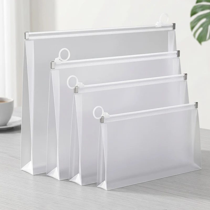 20pcs A4 A5 A6 Translucent Envelopes Cmdocument Folder Pull Tab Small Business File Folder Stationery Supplies Storage Bag