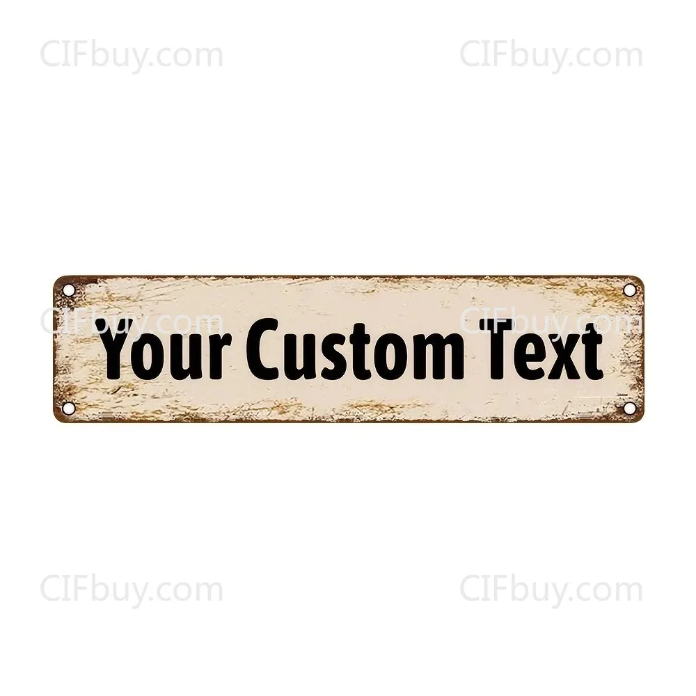 [2D Flat] 1pc Customizable Cream Heavy Distressed Rust Metal Plaque Vintage Home Wall Decor (Only For Decoration)