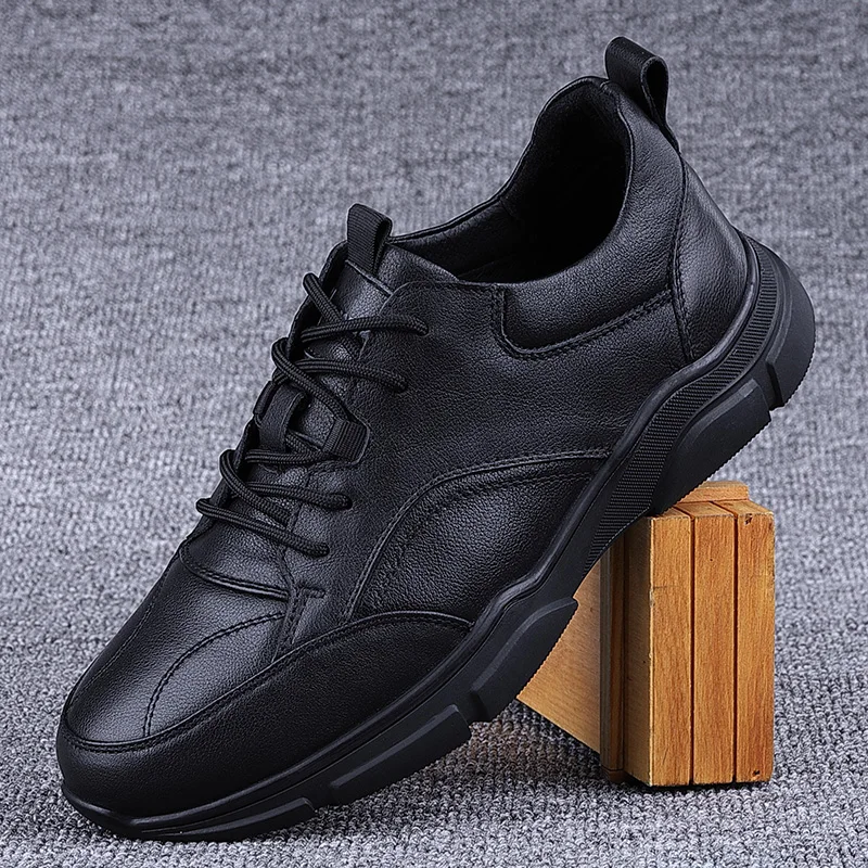 

Leather Men's Sport oes Soft Bot Casual Leisure Faionable Briti Sle Cowhide Spring Summer Flat Laced round Toe Rub...