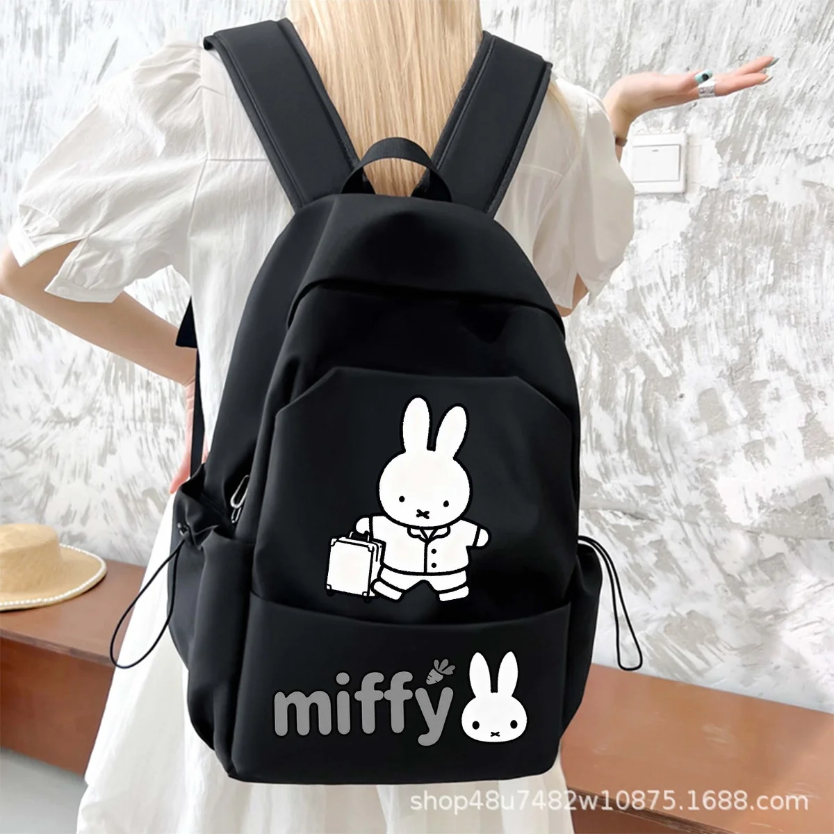 

New Miffy Backpack Kawaii Student Large Capacity Waterproof Cartoon Backpack Crossbody Bag Female Casual Fashion Travel Bag