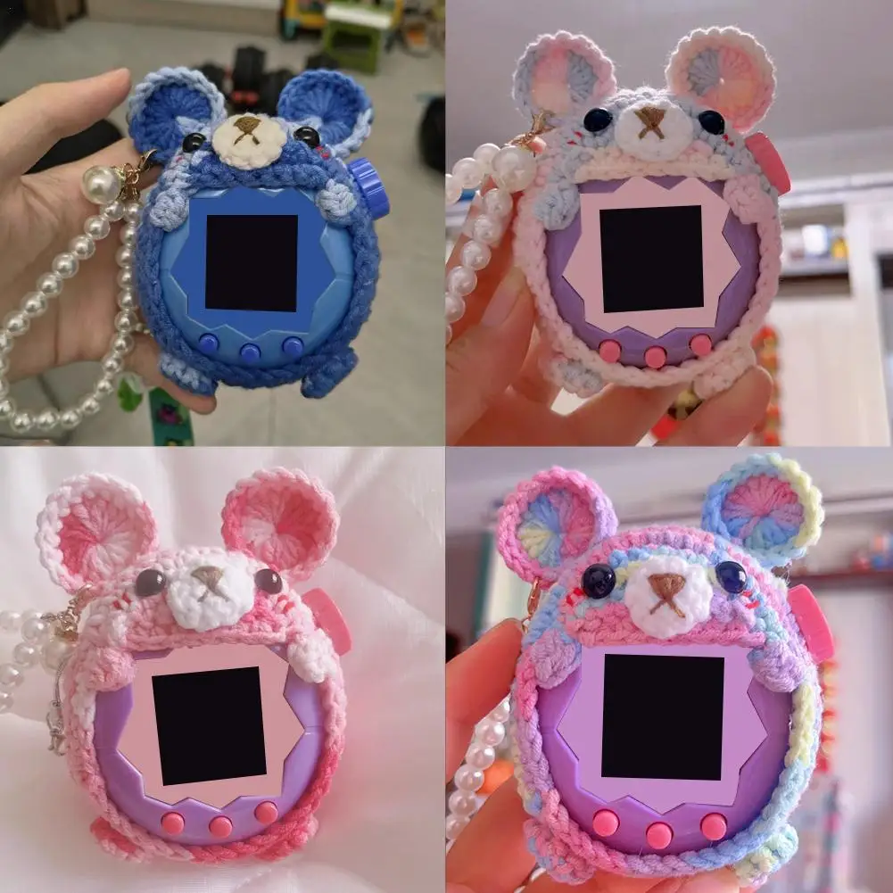

Kawaii красочный медведь защитный чехол для Tamagotchi Paradise милый аниме пряжа вязаный крючком защитный чехол декоративный кулон