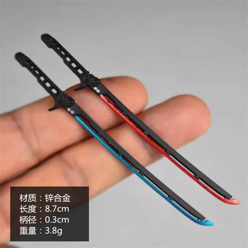 

1/12 Soldier Miniature Cold Weapons Warrior Knife Red Blue Double Blades Model Toy Fit 6'' Action Figure Body In Stock