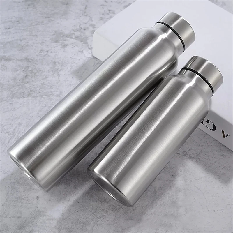 Portable Sports Water Bottle 650ML 1000ML Stainless Steel Single Wall Large Capacity Kettle Outdoor Bicycle Sports Drinking