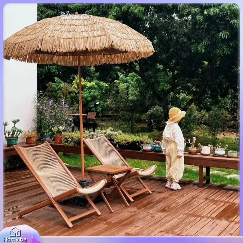 Nordic Rattan Outdoor Furniture Set Balcony Garden Patio Table and 2 Chairs Leisure Recliner Courtyard Lazy Sofa Small Dining