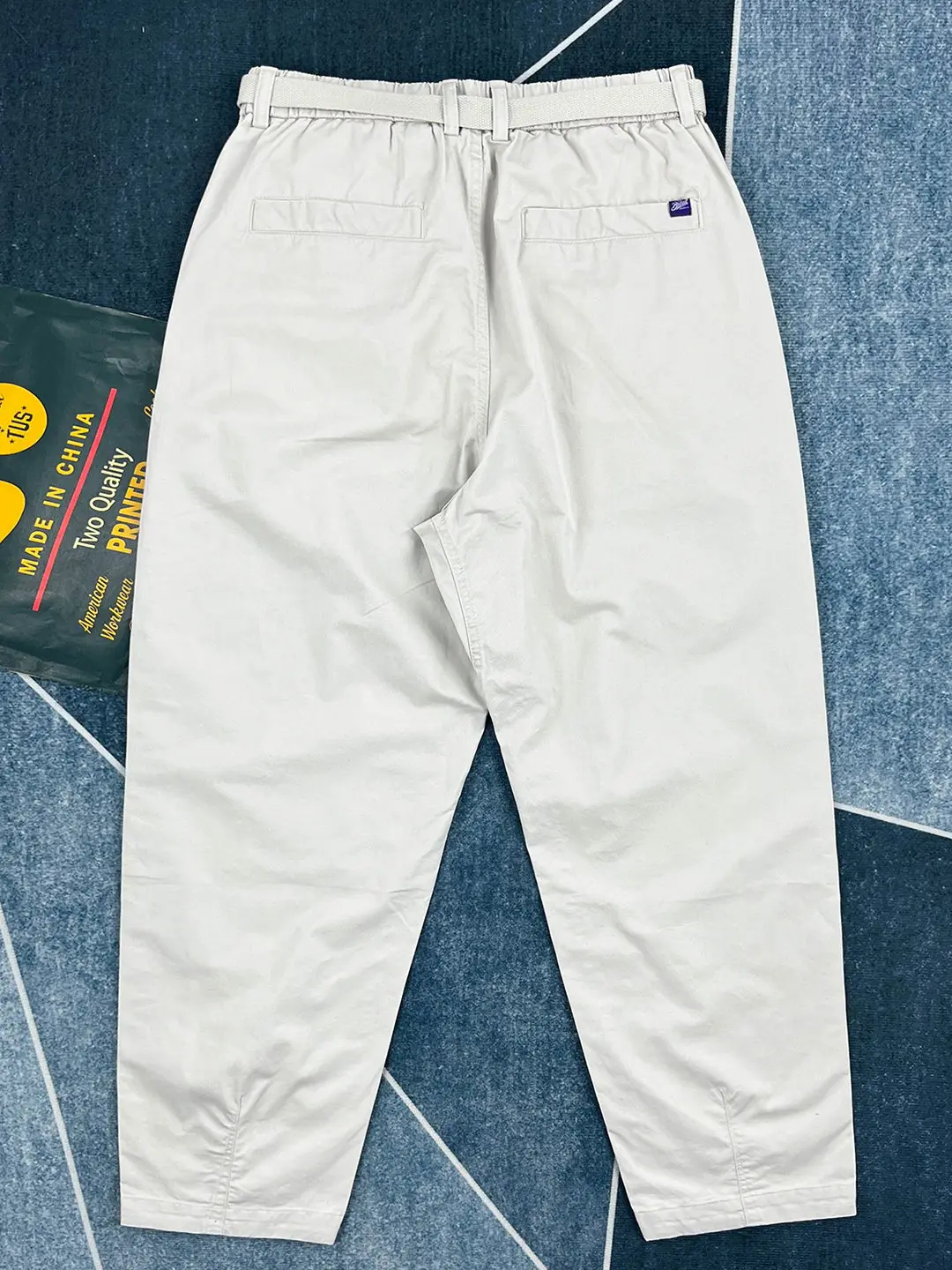 100% Cotton High Quality Purple Label Casual Pants Loose Slightly Tapered Khaki Workwear Straight Trousers for Men Basic Trendy