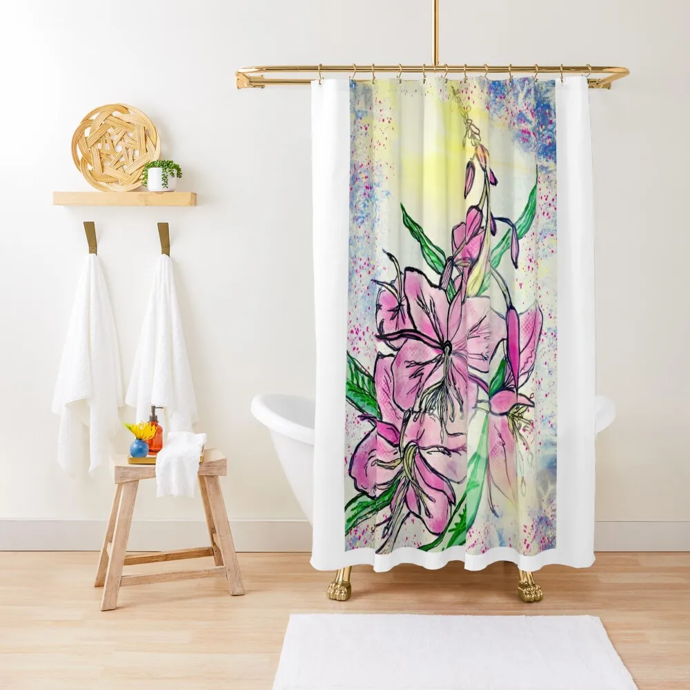 

Fireweed bloom Shower Curtain In The Bathroom Shower Set Waterproof Shower Cover Curtain