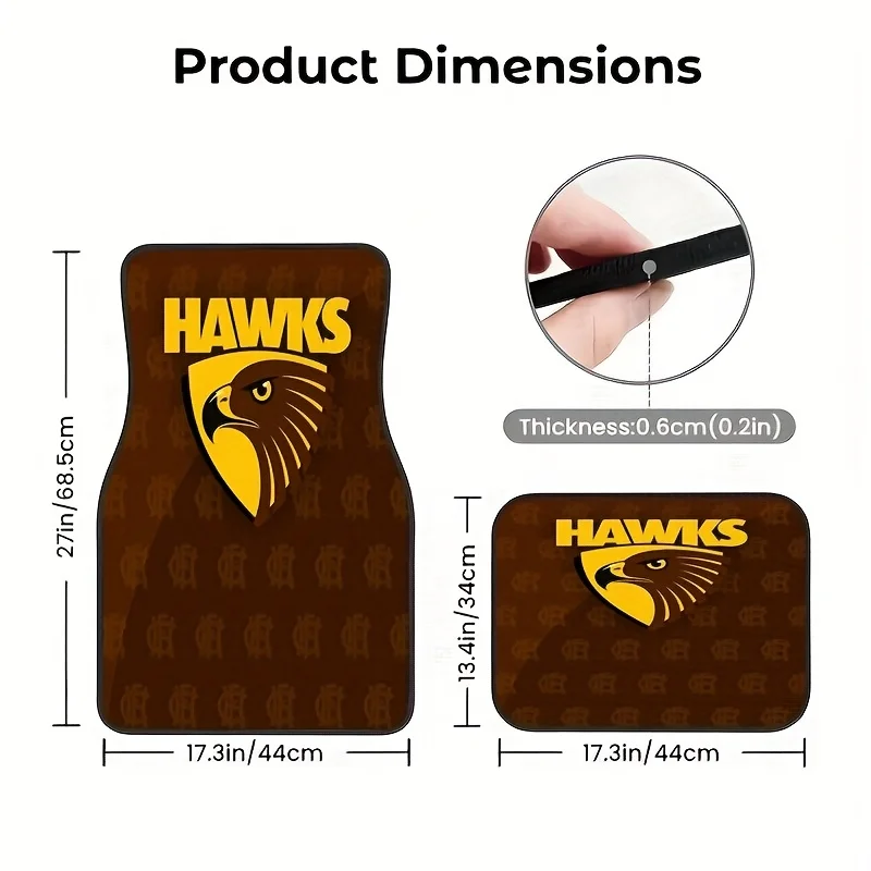 4 قطع من سجادات أرضية السيارة الأنيقة مع المطبوعات، تتميز بتصميمات ثنائية الأبعاد التي ترفع داخل سيارتك، متوافقة مع سيارتهم المختلفة #3