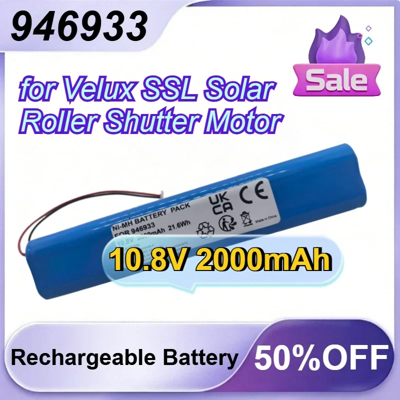 for Velux SSL Solar Roller Shutter Motor 946933 946930 846933 With Connector Smart Home 10.8V 2500mAh Rechargeable Battery