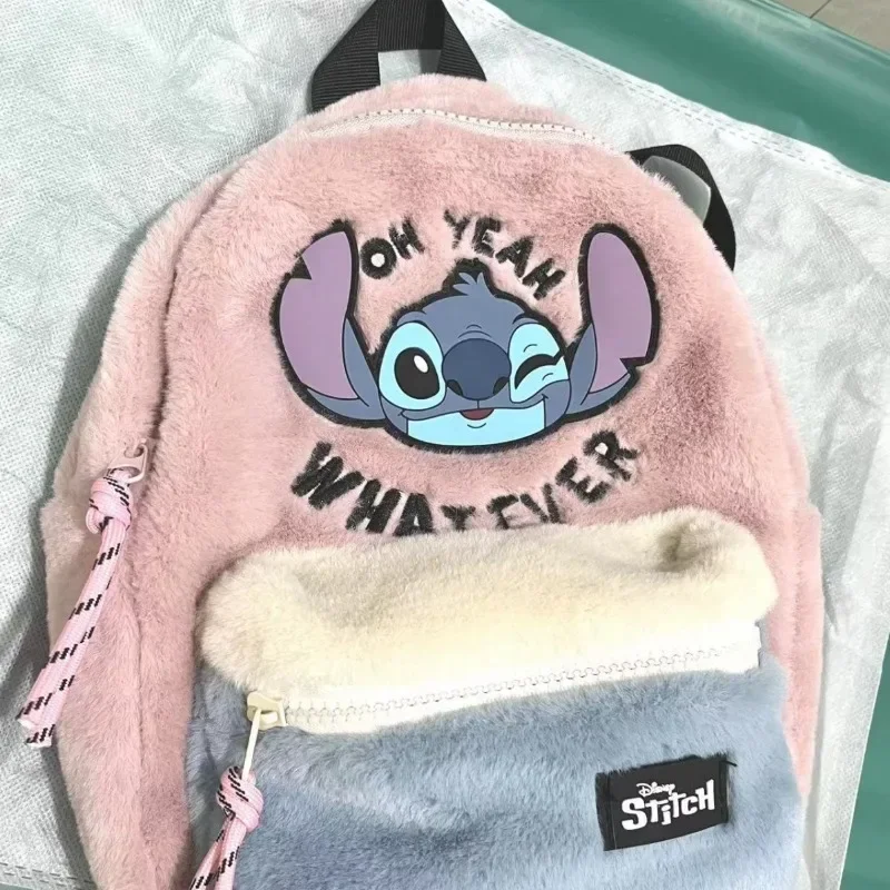 Disney Stitch School Bag Plush Backpack for College Student Girl Kawaii Cartoon Toddler Mini Backpack Designer Luxury Book Bag