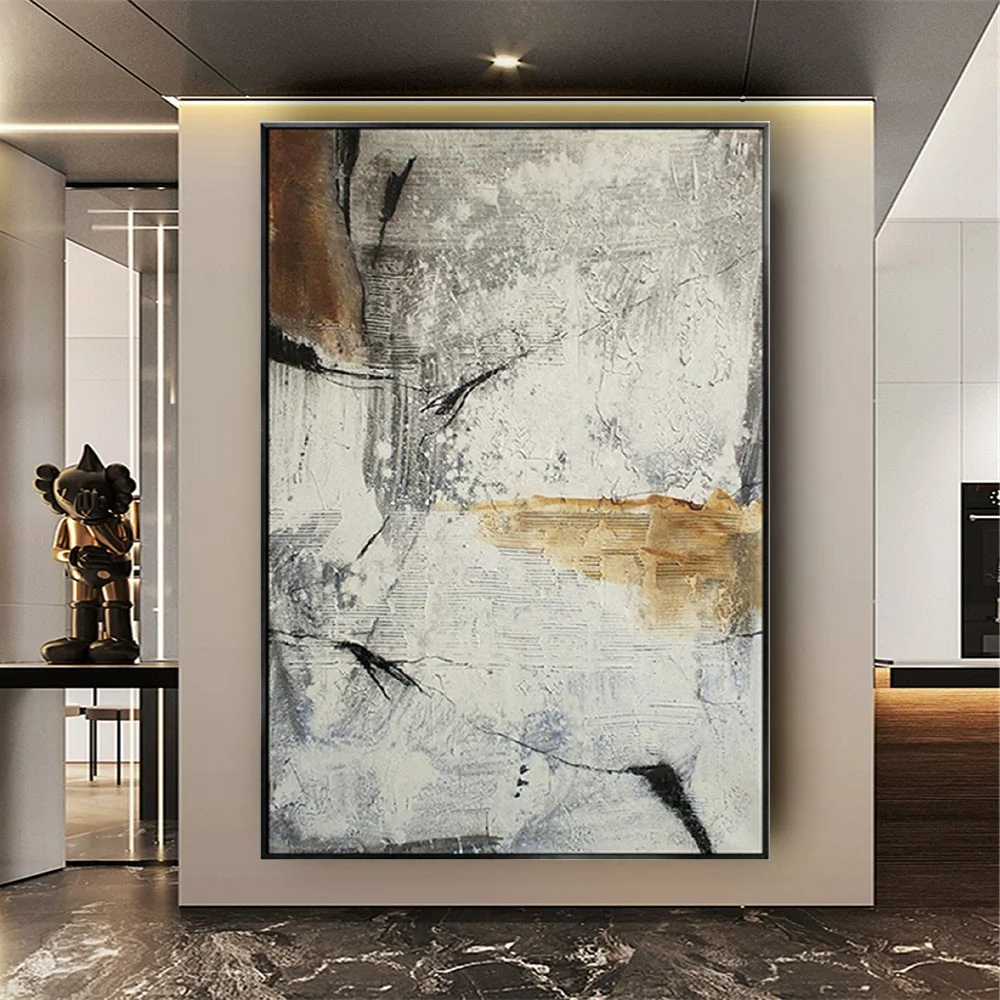 

Luxury Home Decor Painting Abstract Handmade Canvas Oil Paintings Wall Art Picture Grey Texture Mural For Livingroom Porch Trim