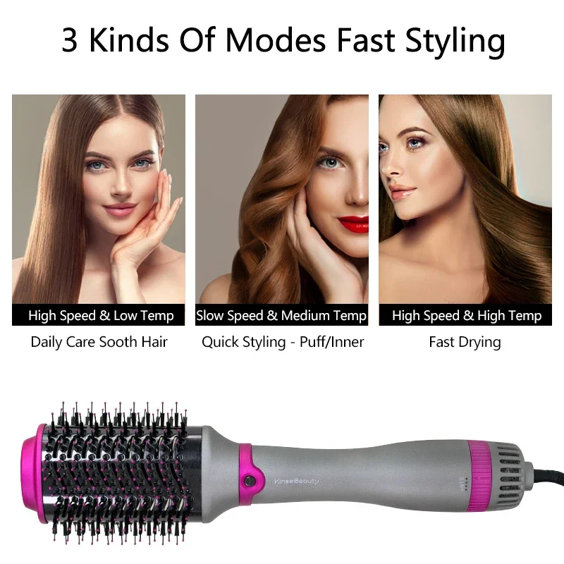 2 in 1 Hot Air Brush Electric 360° Rotating Iron Blow Dryer Brush One Step Professional Curling Combair Straigh Comb Roller