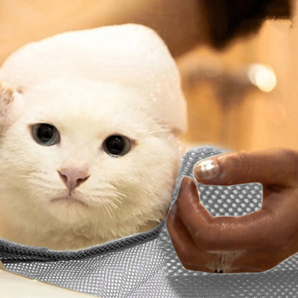 

Multi-Function Cat Grooming Grey Sturdy Breathable Mesh Bathing Nail Trimming Grooming Pouch Pet Supplies Cat Bathing