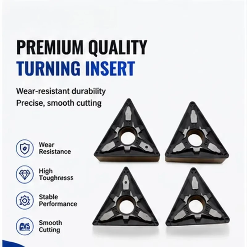 10pcs KCP25C TNMG1604 MV Triangle Turning Inserts KENGOLD PVD AlTiN Coating 91-93 Hardness Negative Angle High Wear Resistant