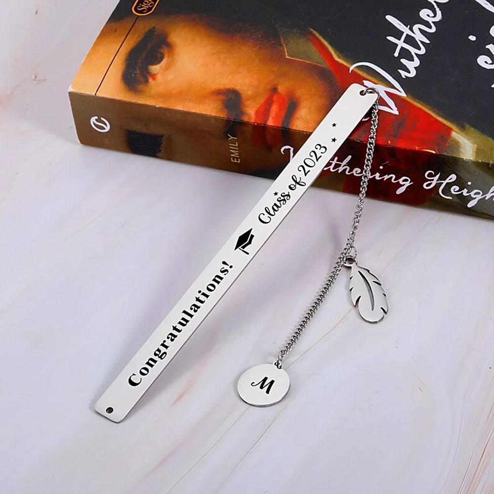 13CM Custom Bookmark Stainless Steel Personalised Engraved Name Phrase Chains Tassel Pendant Book Mark Jewelry for Students Read